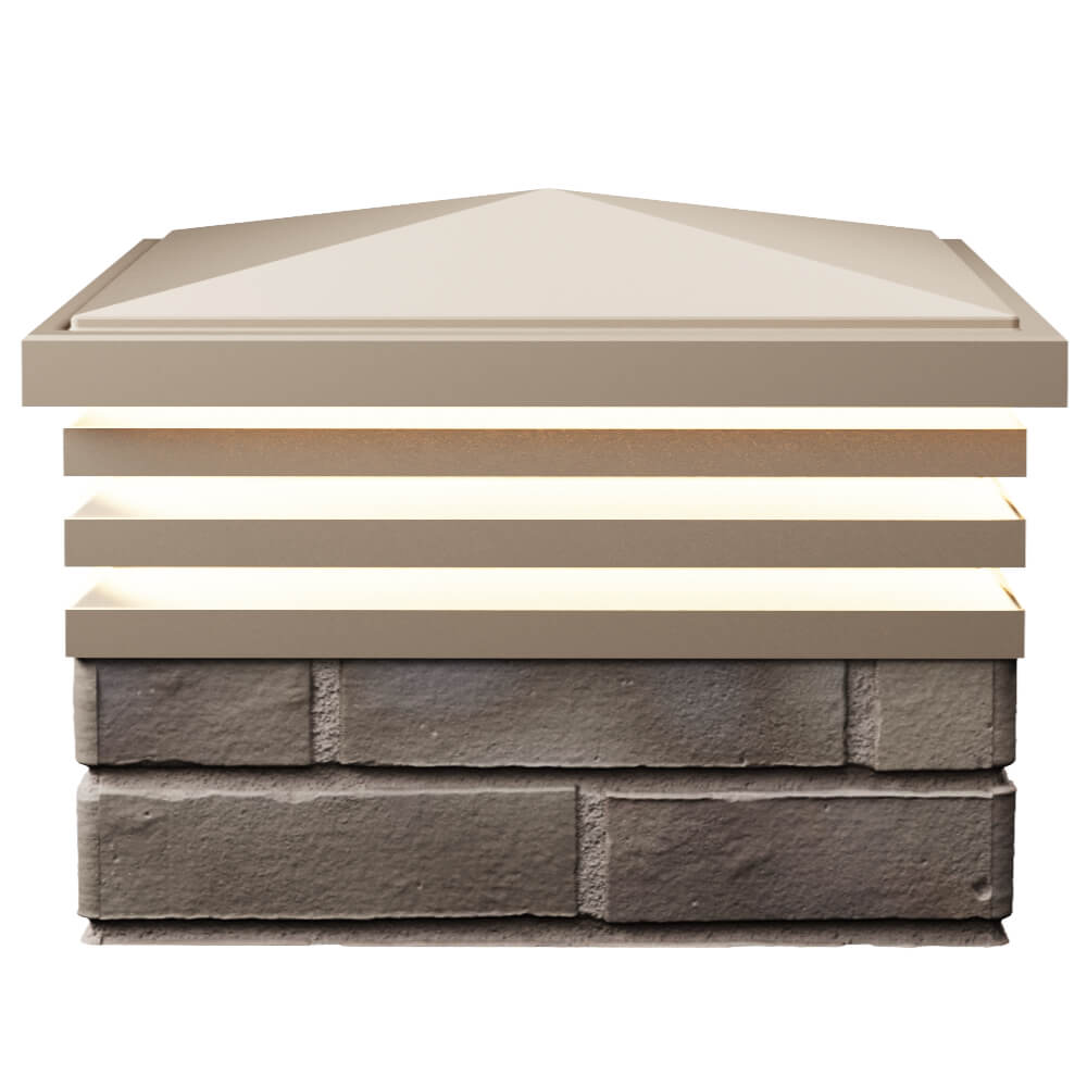 Колпак Zking Бона ХайТек Бежевый на столб 1.5х1.5 кирпича (385х385мм) с подсветкой в Салавате фото