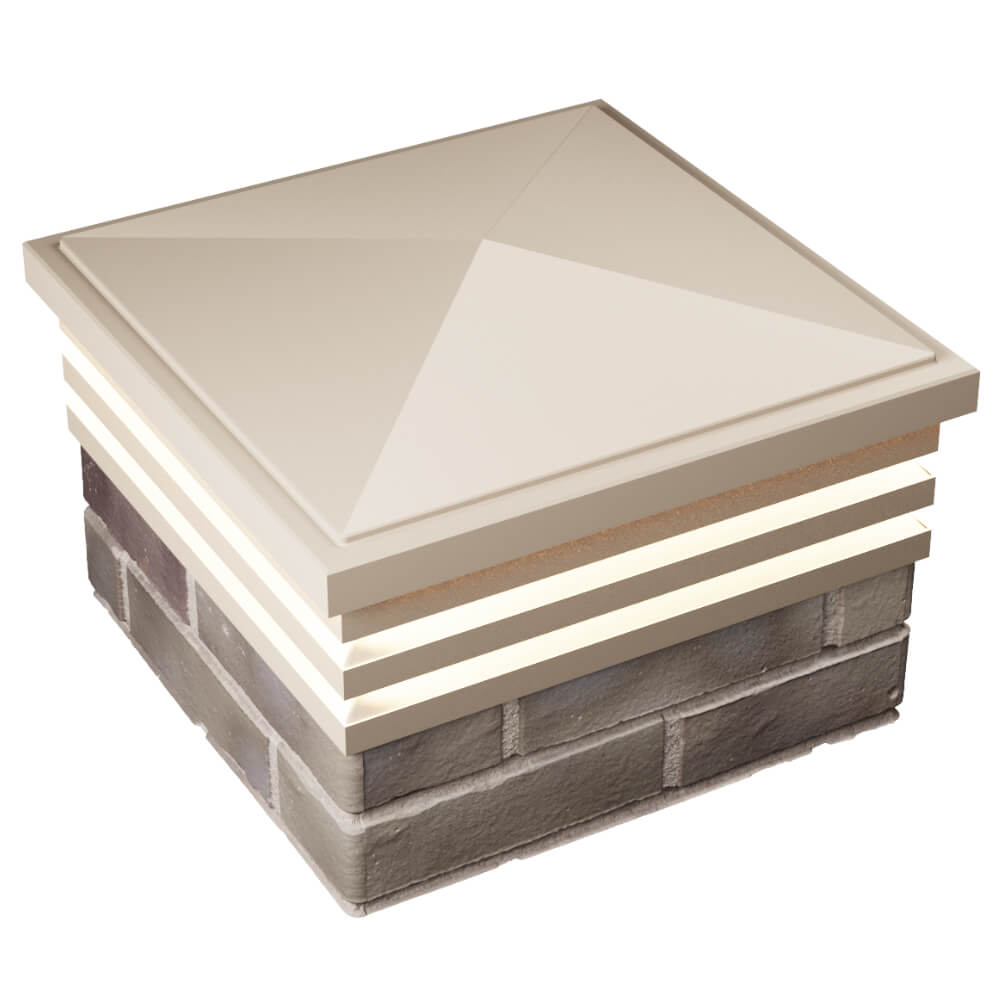 Колпак Zking Бона ХайТек Бежевый на столб 1.5х1.5 кирпича (385х385мм) с подсветкой в Салавате фото