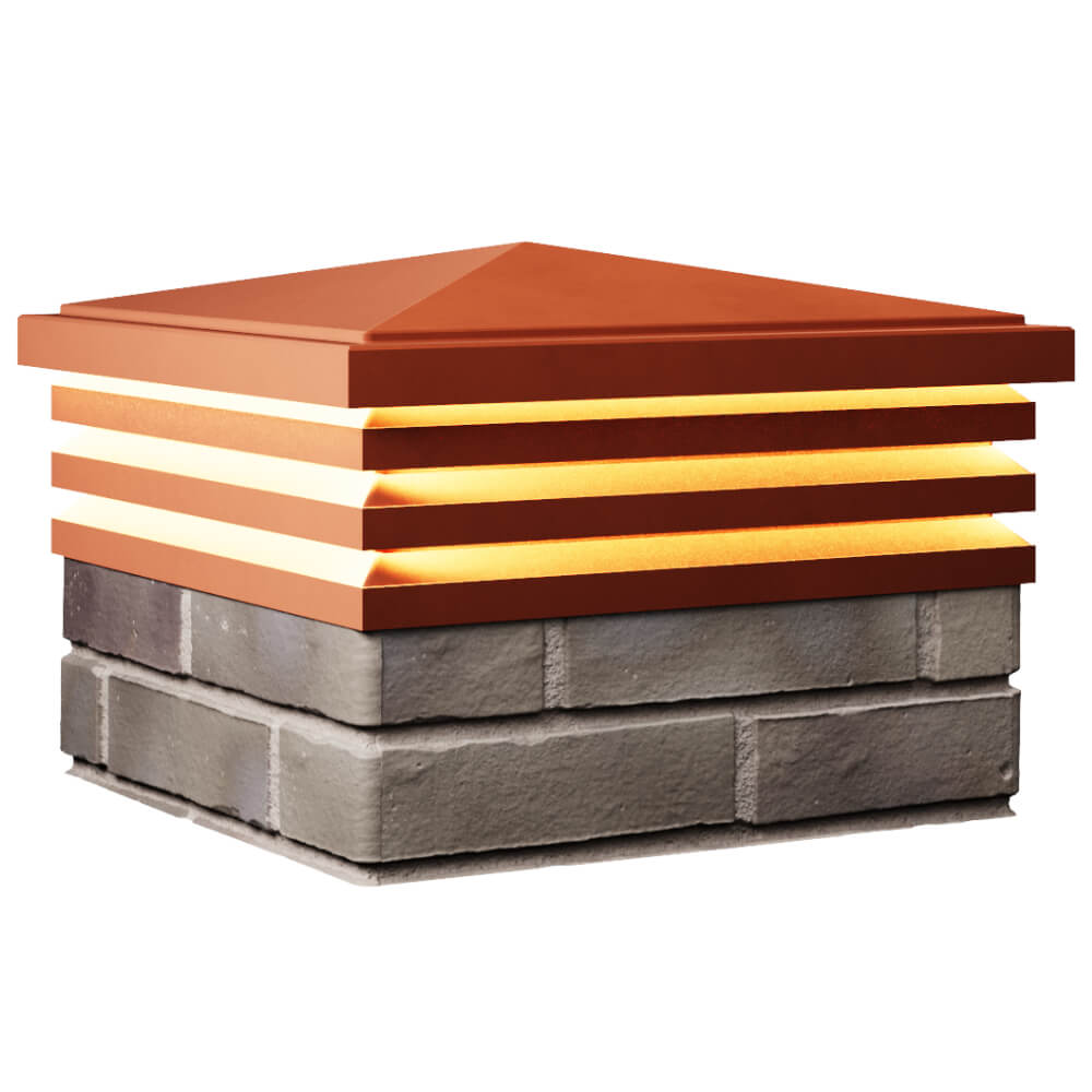 Колпак Zking Бона ХайТек Красный на столб 1.5х1.5 кирпича (385х385мм) с подсветкой в Салавате фото