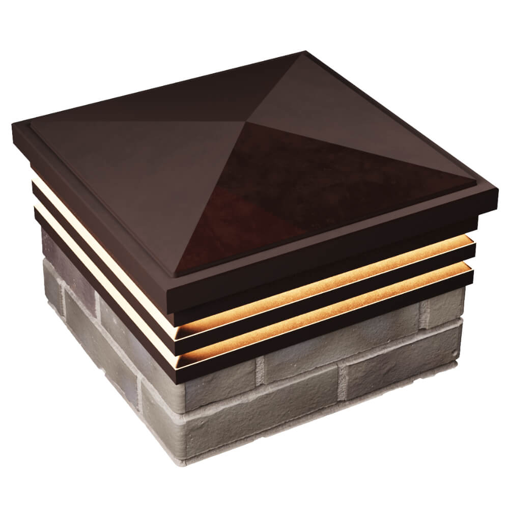 Колпак Zking Бона ХайТек Коричневый на столб 1.5х1.5 кирпича (385х385мм) с подсветкой в Салавате фото