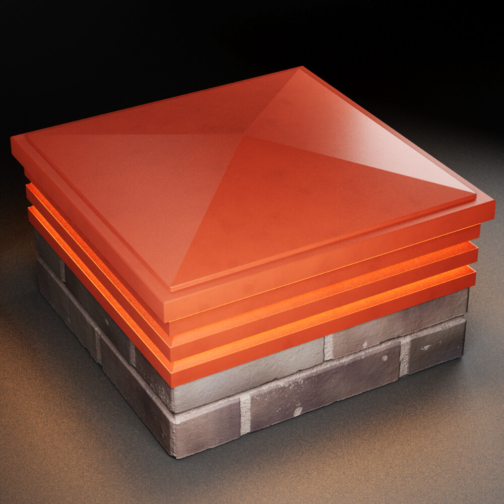 Колпак Zking Бона ХайТек Красный на столб 2х2 кирпича (513х513мм) с подсветкой в Салавате фото