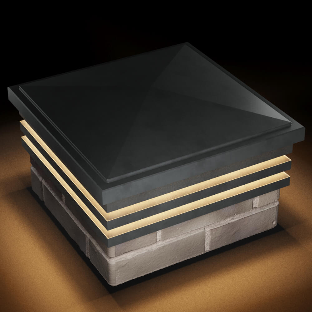 Колпак Zking Бона ХайТек Серый на столб 1.5х1.5 кирпича (385х385мм) с подсветкой в Салавате фото