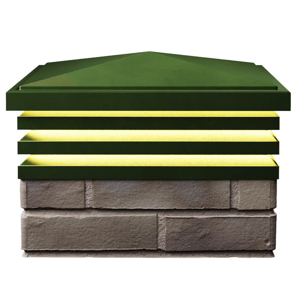 Колпак Zking Бона ХайТек Зеленый на столб 1.5х1.5 кирпича (385х385мм) с подсветкой в Салавате фото