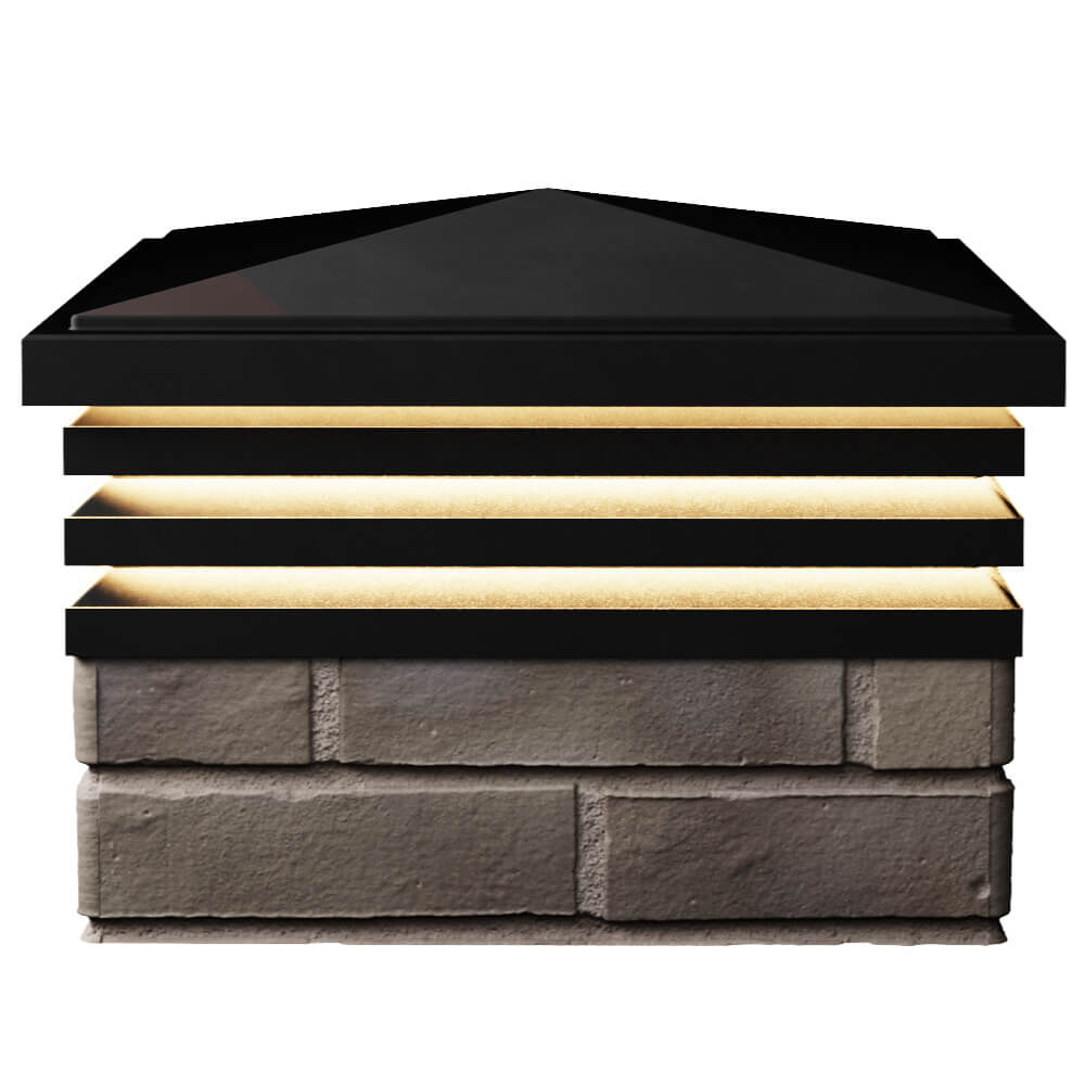 Колпак Zking Бона ХайТек Черный на столб 1.5х1.5 кирпича (385х385мм) с подсветкой в Салавате фото