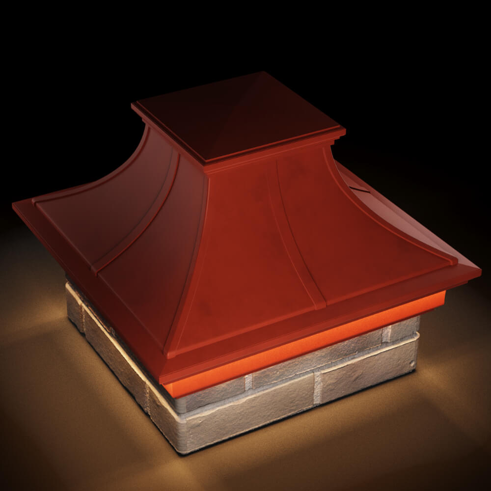 Колпак Zking Монблан Премиум Красный на столб 1.5х1.5 кирпича (385х385мм) с подсветкой в Салавате фото