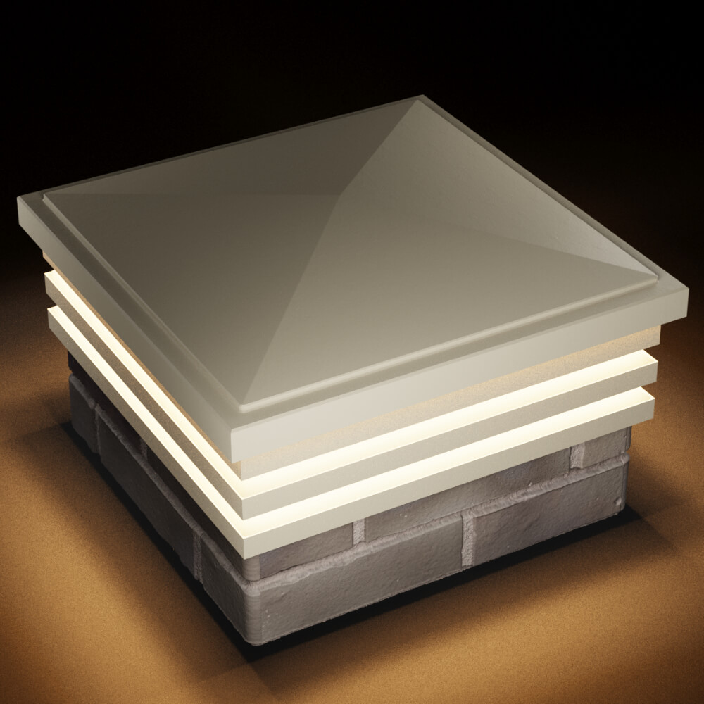 Колпак Zking Бона ХайТек Бежевый на столб 1.5х1.5 кирпича (385х385мм) с подсветкой в Салавате фото