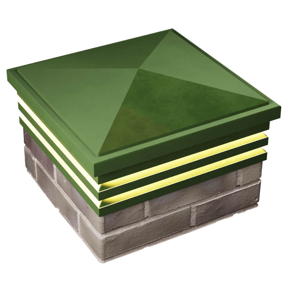 Колпак Zking Бона ХайТек Зеленый на столб 1.5х1.5 кирпича (385х385мм) с подсветкой в Салавате фото