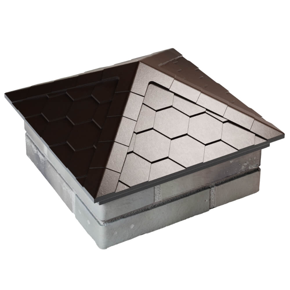 Колпак Zking Эверест Коричневый на столб 1.5х1.5 кирпича (390х390мм) в Салавате фото