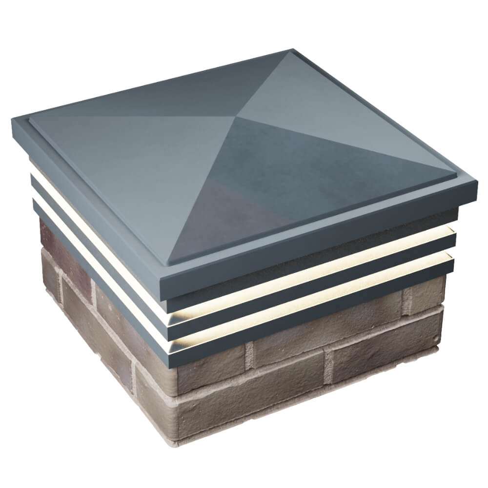 Колпак Zking Бона ХайТек Серый на столб 1.5х1.5 кирпича (385х385мм) с подсветкой в Салавате фото