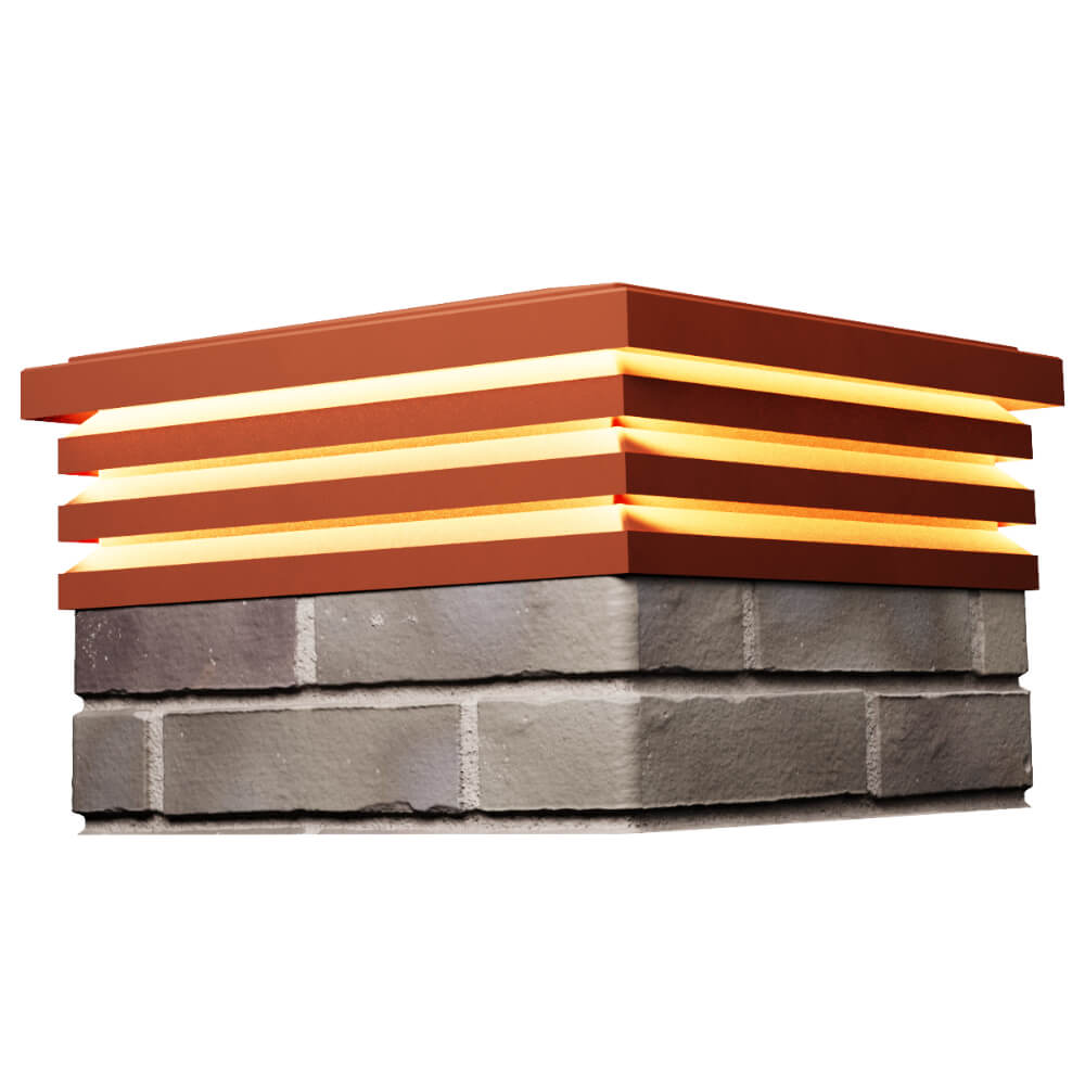 Колпак Zking Бона ХайТек Красный на столб 1.5х1.5 кирпича (385х385мм) с подсветкой в Салавате фото