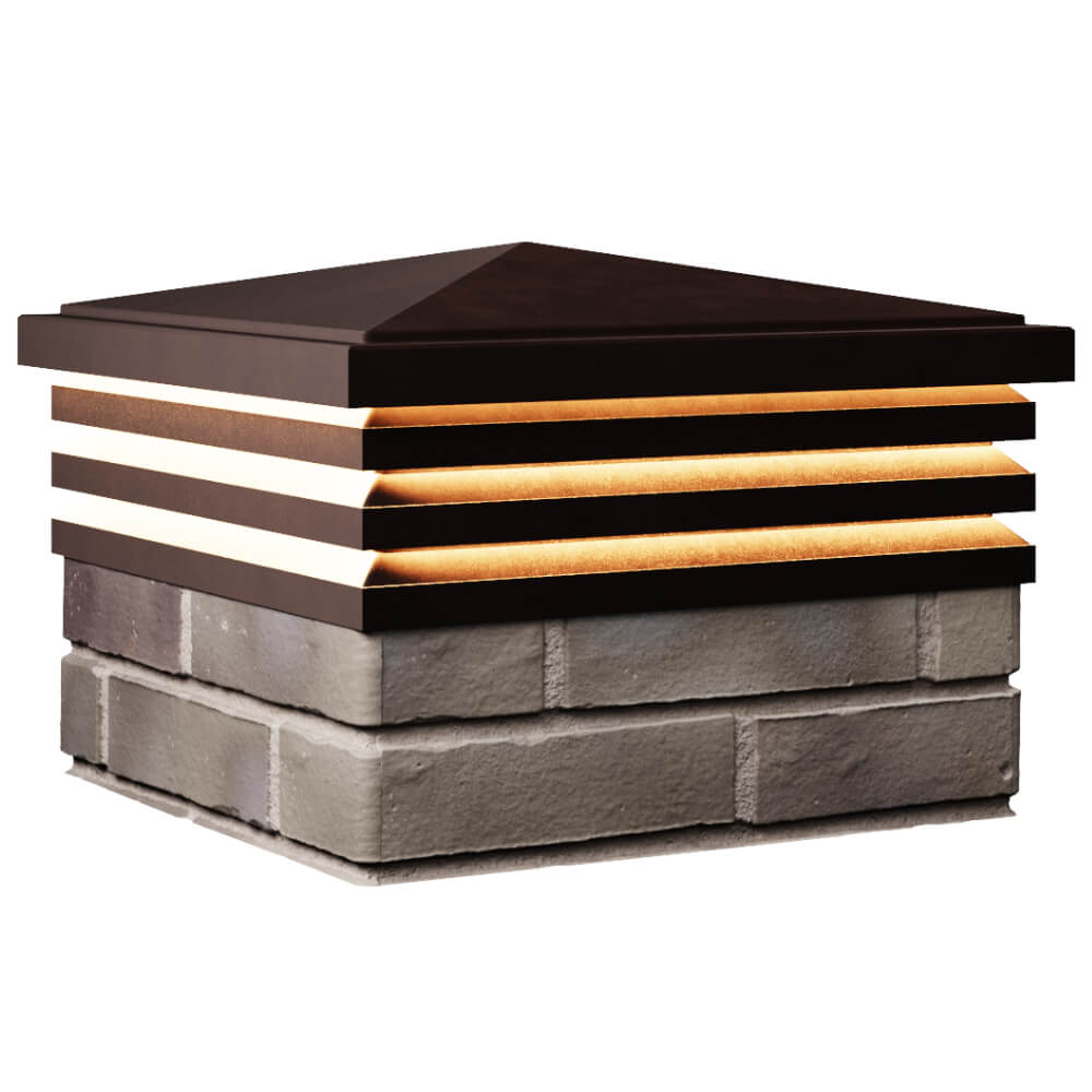 Колпак Zking Бона ХайТек Коричневый на столб 1.5х1.5 кирпича (385х385мм) с подсветкой в Салавате фото