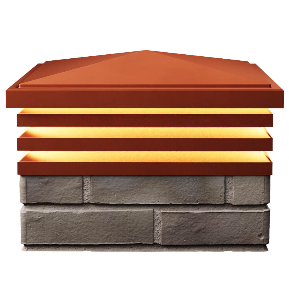 Колпак Zking Бона ХайТек Красный на столб 1.5х1.5 кирпича (385х385мм) с подсветкой в Салавате фото