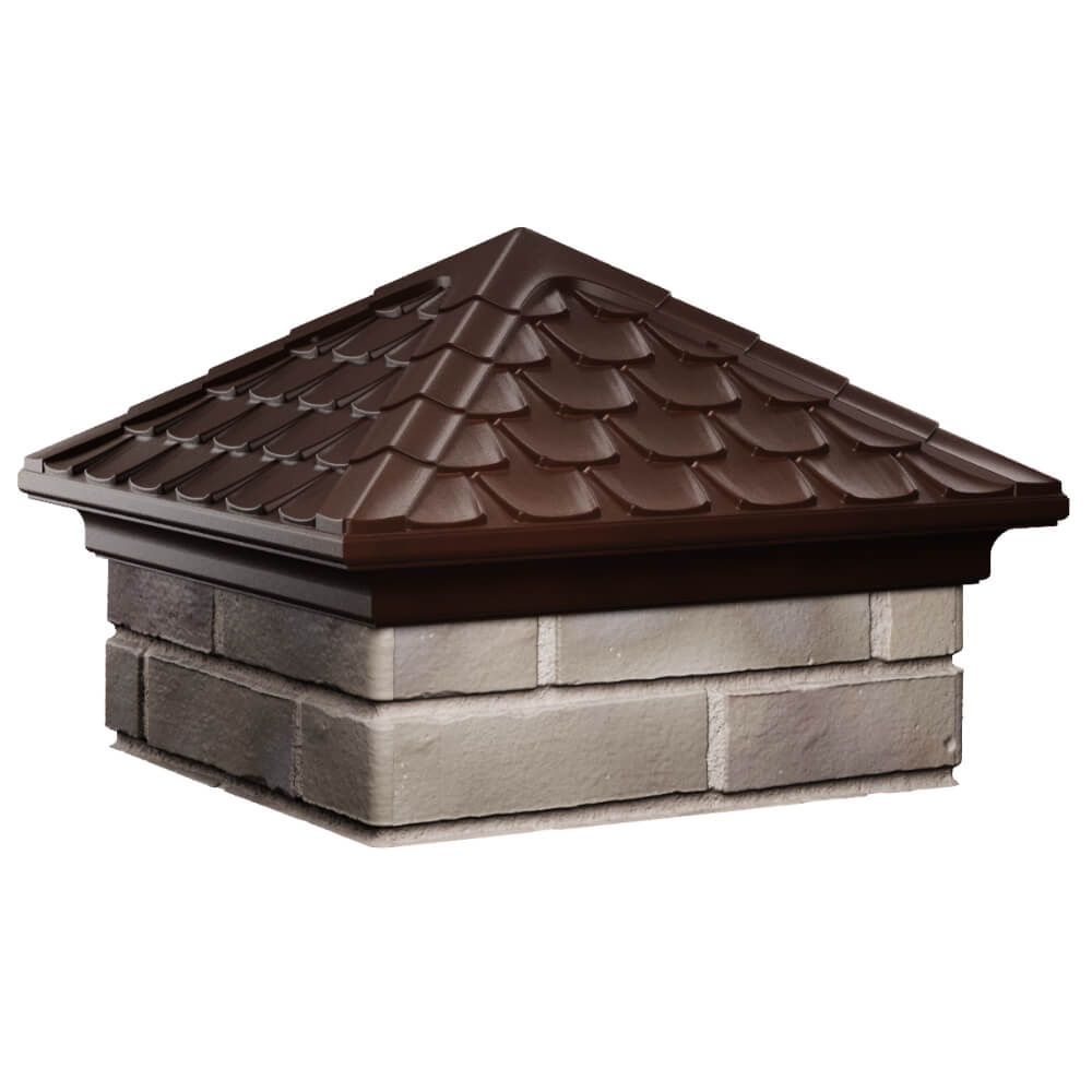Колпак Zking Эльбрус Коричневый на столб 1.5х1.5 кирпича (385х385мм) в Салавате фото
